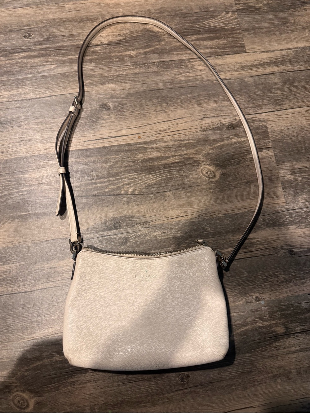 kate spade Pebbled Leather Shoulder Bag in Light Beige
